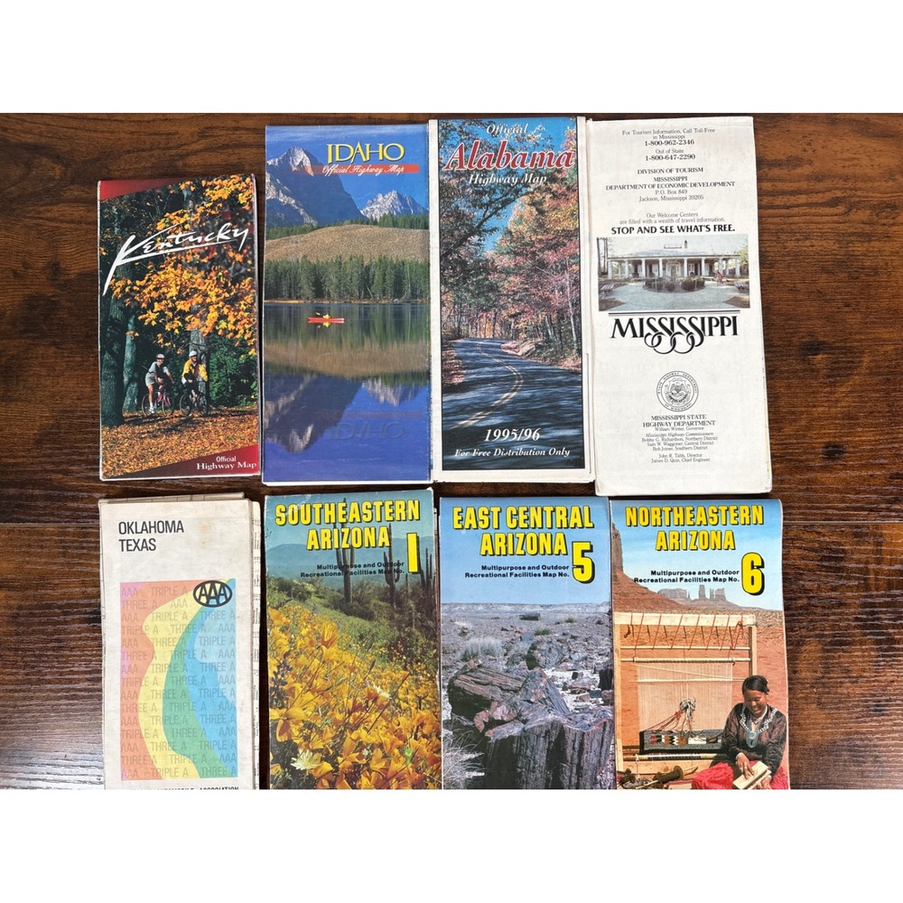 Vintage State Highway Maps Lot 8 Kentucky Idaho Alabama Mississippi Arizona AAA